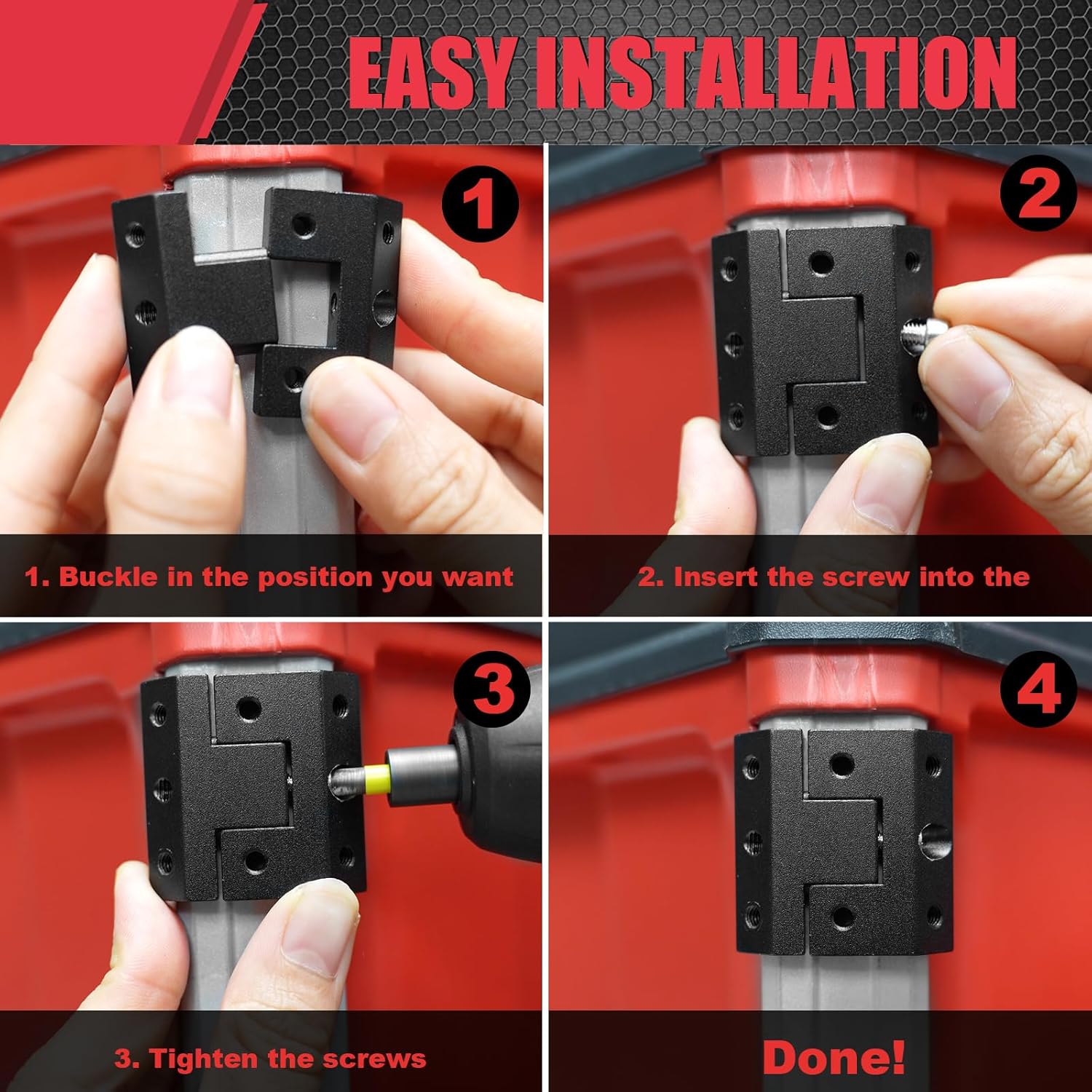 Rail Clip Compatible with Milwaukee Packout System Rails,Universal Packout Rail Adapter Mounts-Side on Packout Rail Corner, Black