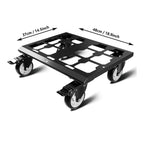 Black dolly with measurements on a white background