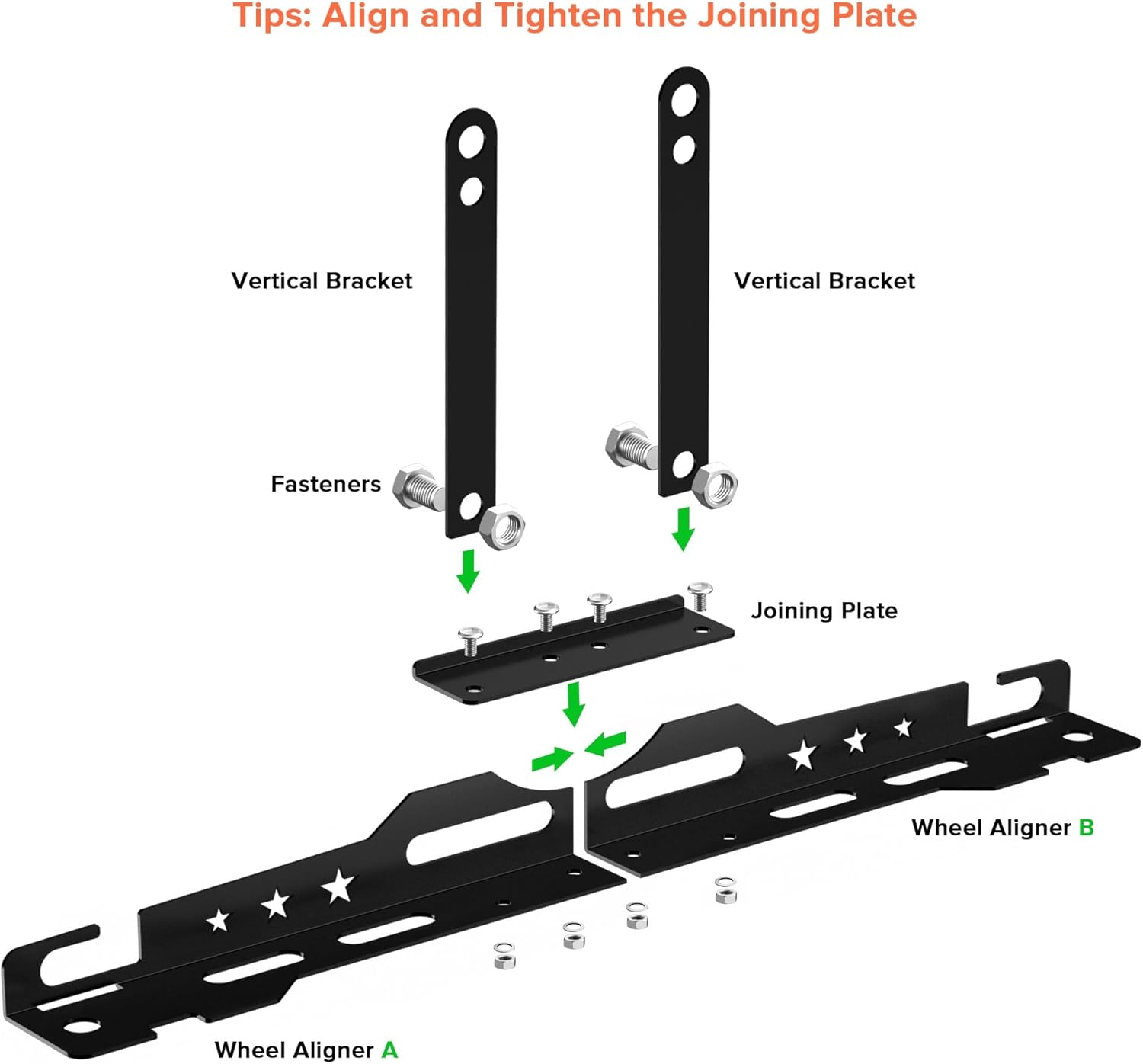 Upgraded Wheel Alignment Tool with Dual Measuring Tapes – Universal Toe Plates for Cars, Trucks & SUVs (14mm/16mm Nuts) – DIY-Friendly, No Caliper Removal – Durable Iron Construction