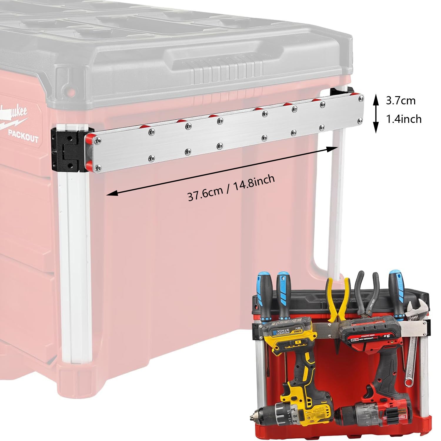 Power Drill Holder Fits for Milwaukee Packout Toolbox,Tape Measure Tool holder,Hanging Screwdrivers, Wrenches on The Side for Packout Toolbox Organizer