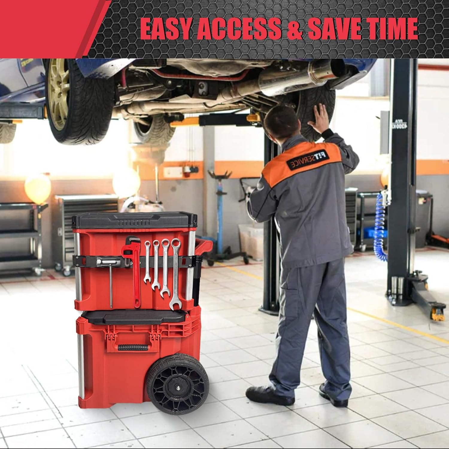 Close-up of durable metal magnetic bar with coated surface to prevent scratches on tools