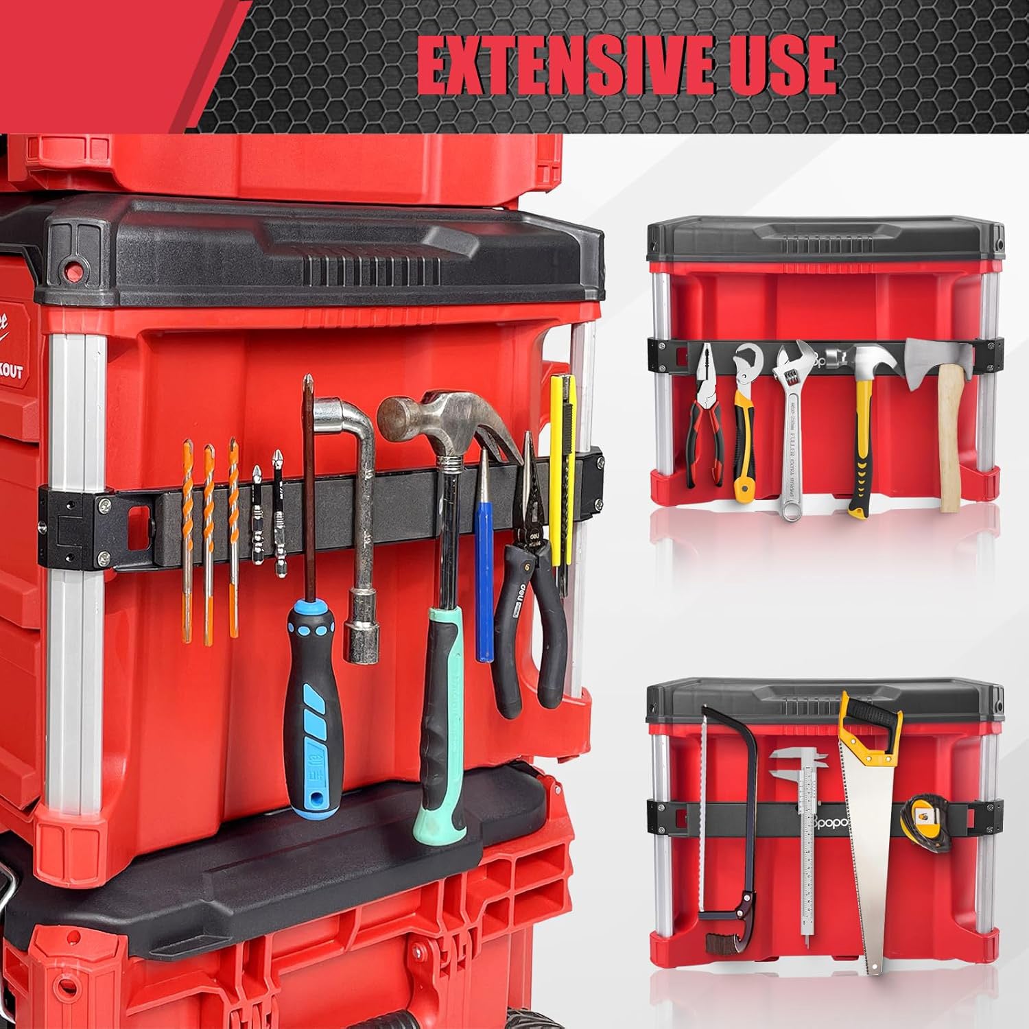 Easy no-drill installation of magnetic tool bar mount on Milwaukee Packout system without modifications